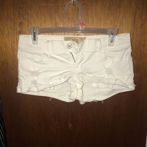 Hollister low rise white denim shorts